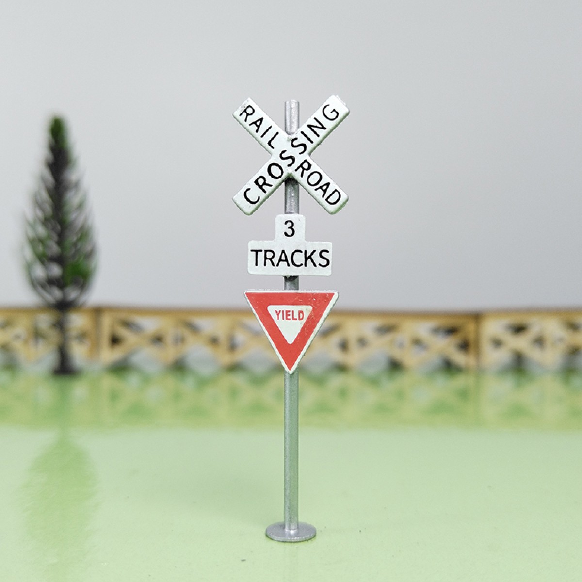 2 x HO scale railroad warning sign yield crossing 2 TRACKS sign trackside #CY2T